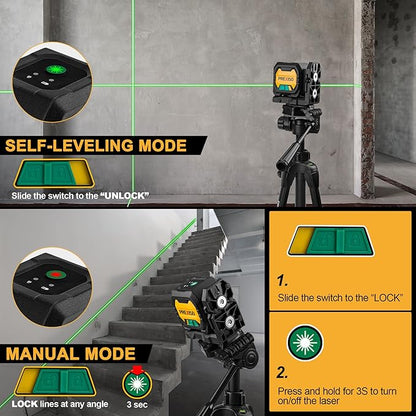 PREXISO Laser Level with 47 Inch Tripod, IP54 Rechargeable 65Ft Green Cross - Image 3