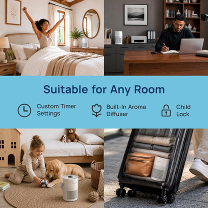 air purifiers for bedroom with 20db ultra-quiet sleep on a desk or shelf