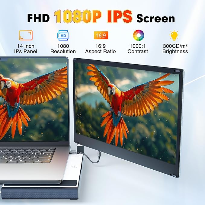 2025 New Upgraded Laptop Screen Extender Portable Monitor, 1080P FHD IPS Screen - Image 2