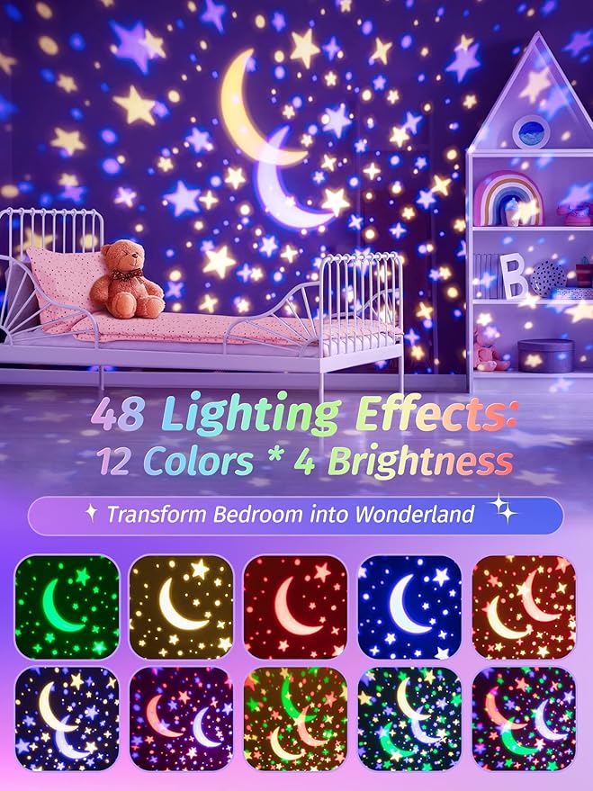 Star Projector for Kids Room, 15 Colors+Bluetooth Music Star Night Light - Image 3