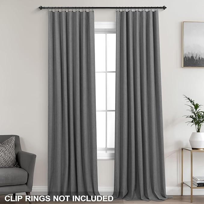KOUFALL 102 Inch Long Curtains, 2 Panels Set, Dark Gray - Image 3