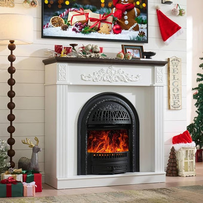 45" Electric Fireplace with Mantel, Farmhouse Electric Fireplaces TV Stand - Image 3