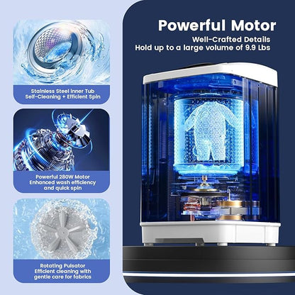 BANGSON 1.31cu.ft Portable Washing Machine, Full-Automatic Washing Machine - Image 3