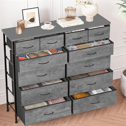 Gray Dresser for Bedroom with 12 Deep Drawers, Wide Chest of Drawers, Tall - Image 7