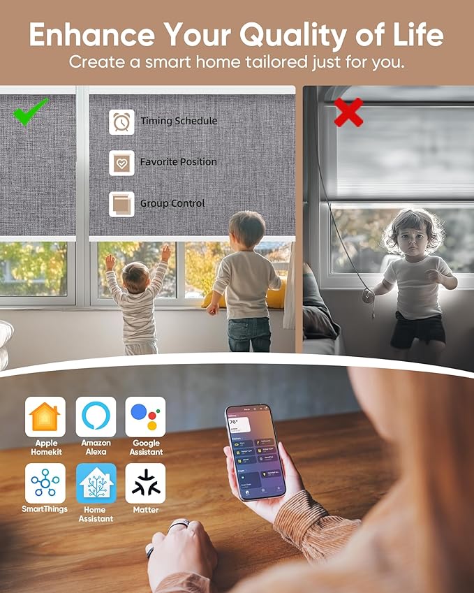 Kincmo Motorized Blinds with Remote, 100% Blackout Motorized Roller Shades Work - Image 3