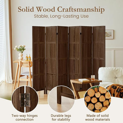 ALeesing 6 Panel Room Divider, 5.6Ft Wood Room Dividers and Folding Privacy - Image 3