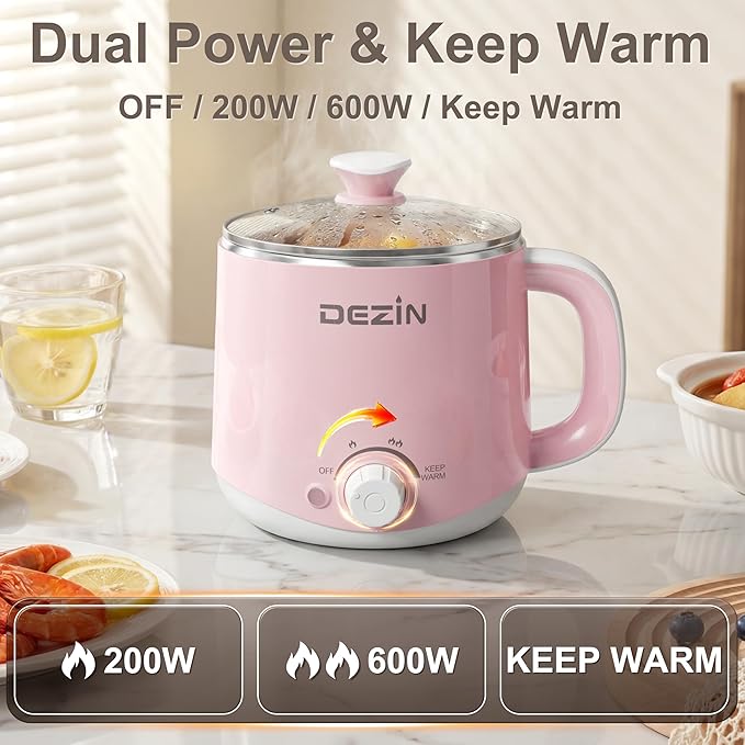 Dezin Hot Pot Electric, Rapid Noodles Cooker, Stainless Steel Electric Pot 1.6 - Image 4