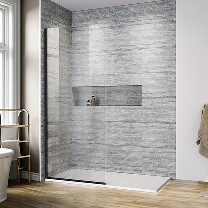 Matte Black Bathroom Shower Glass Door Panel, 5/16" Thick Clear Tempered Glass - Image 3