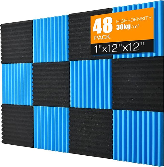 Sound Proof Foam Panels for Wall 48 Pack Acoustic Panels Sound Absorbing 1" X by Saiqiang