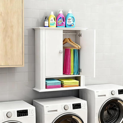White Bathroom Wall Cabinet, Over the Toilet Storage Cabinet, Bathroom Cabinet - Image 8