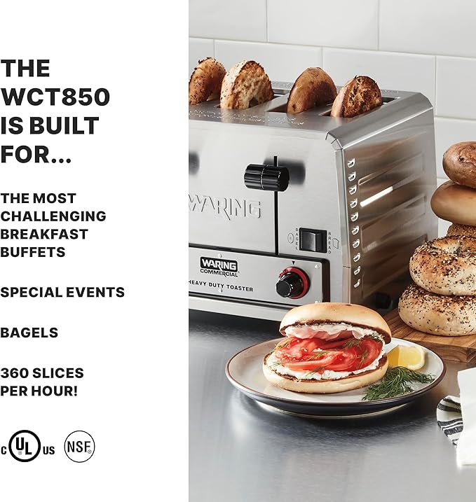 Waring Commercial WCT805 4-Slice Heavy Duty Commercial Pop-Up Bread/Bagel - Image 2