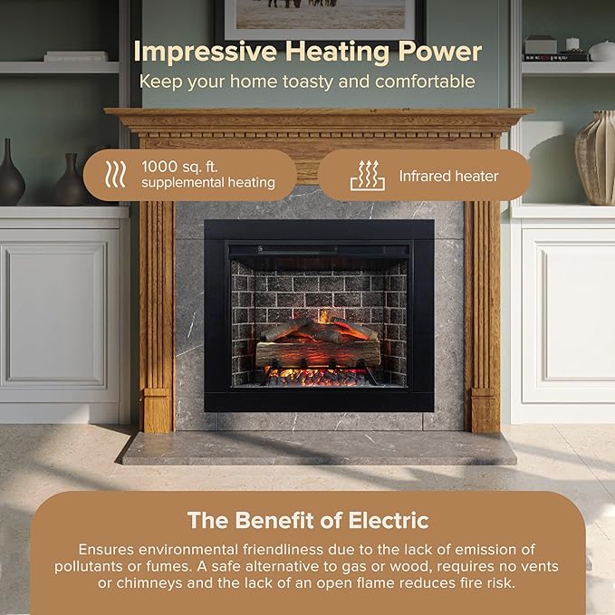 Modern Ember Uptown 28" Smart Electric Fireplace Insert + Trim Kit, Alexa/WiFi - Image 6