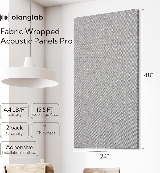Olanglab Acoustic Panels 2 Pack, Fabric Wrapped Sound Proof Foam Panels - Image 2
