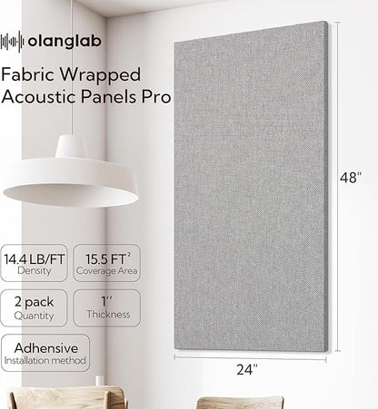 Olanglab Acoustic Panels 2 Pack, Fabric Wrapped Sound Proof Foam Panels - Image 2