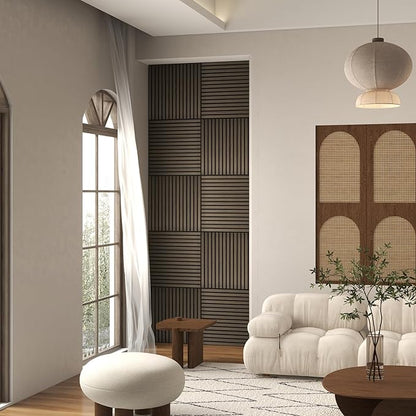 HOMCOM 4 Pack 3D Faux Wood Wall Panels, Wood Slat Wall Panels - Image 8