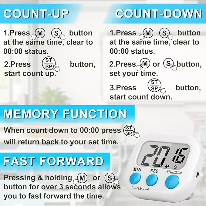 ZILLEEN Classroom Timer for Kids Teachers 4 Pack Digital Timers - Image 7