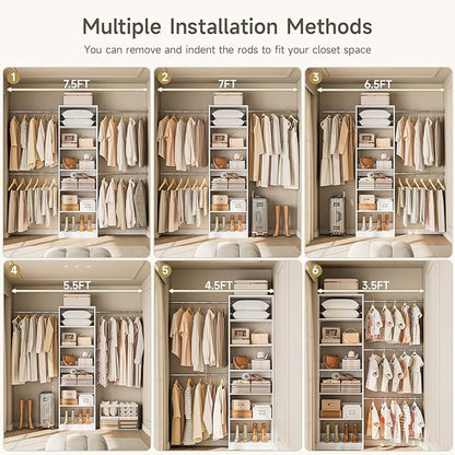 W1 Closet System, 3.5FT-7.7FT Closet Organizer System - Image 5