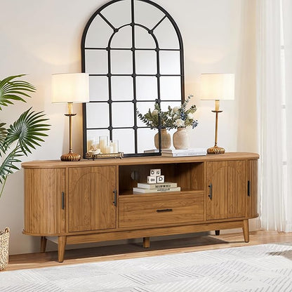 Mxtxmy 63" Fluted TV Stand for Tvs up to 70", Mid-Century Modern Entertainment - Image 9