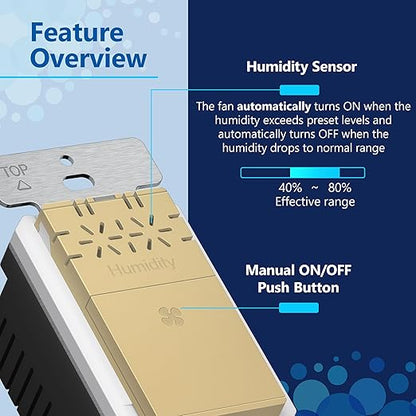 LIDER No Neutral Wire Required Humidity Sensor Switch, Automatic Humidity - Image 2