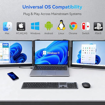 Blackview DCM6 Triple Laptop Screen Extender, Two Cable USB C Travel - Image 4