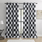 100% Blackout Curtains – Black and White Checkered Race Flag Pattern, 2 Panels, Each W52×L84, Thermal Insulated, Nosie Reducing for Bedroom, Living Room, Race car Drapes
