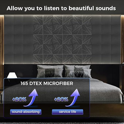 BSHEAD 15 pcs 165dtex Microfiber Acoustic Panels ，Self-Adhesive Soundproof Wall - Image 2