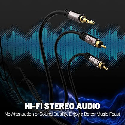 2 Pack 8FT 3.5mm to RCA Stereo Audio Adapter Cable, Auxiliary RCA Y Splitter - Image 3