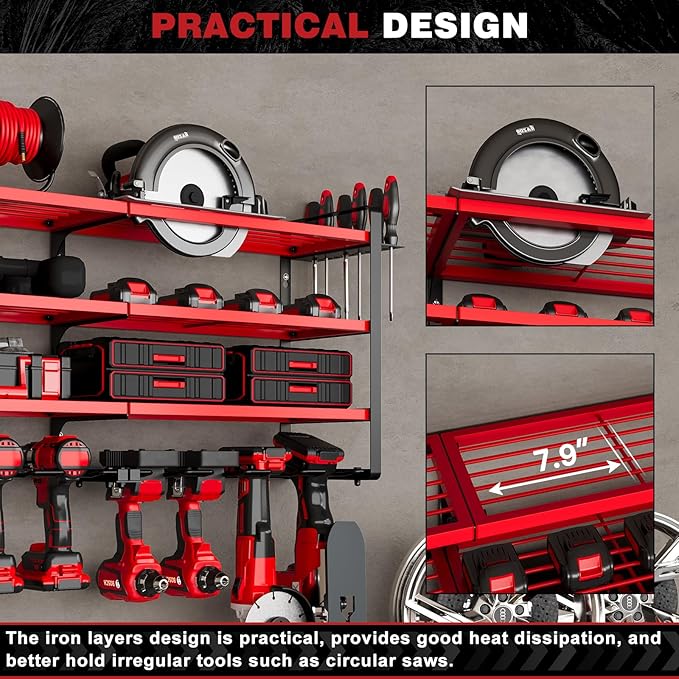 48" Large Power Tools Organizer Wall Mount, 12 Drill Holder - Image 5