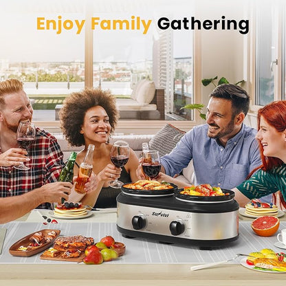 Sunvivi Dual Slow Cooker, Buffet Server and Food Warmer, Small Mini Pot - Image 5