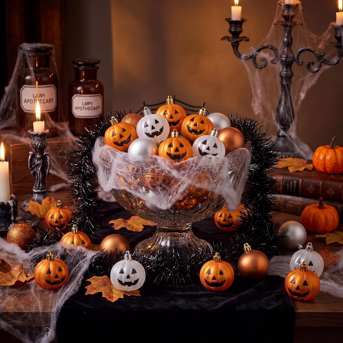 42 Pcs Halloween Ball Ornament Jack O Lantern Pumpkin Tree Decor