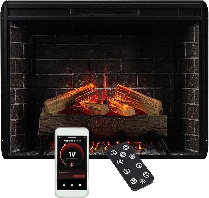 Modern Ember Uptown 33" Smart Electric Fireplace Insert by ModernEmber