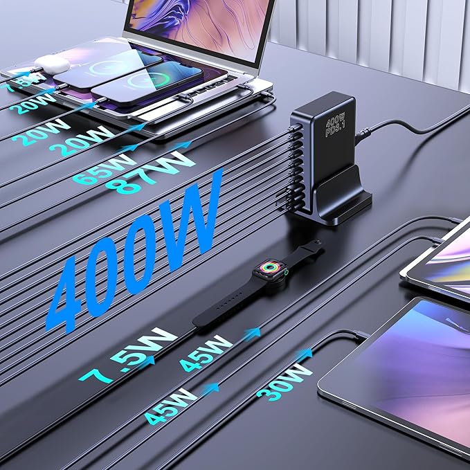CHIPOFY 400W USB C Charger, GaN Compact 10-Ports PD3.1 140W PPS 45W QC20W Super - Image 5