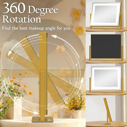 ROLOVE Gold Vanity Mirror with Lights 14x11 Inch, Lighted Makeup Mirror - Image 6