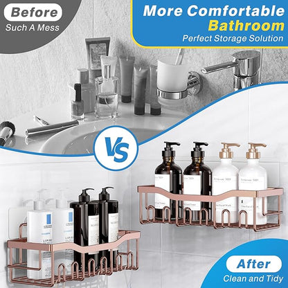 EUDELE 5-Pack Rustproof Stainless Steel Shower Caddy – No Drill Adhesive - Image 3