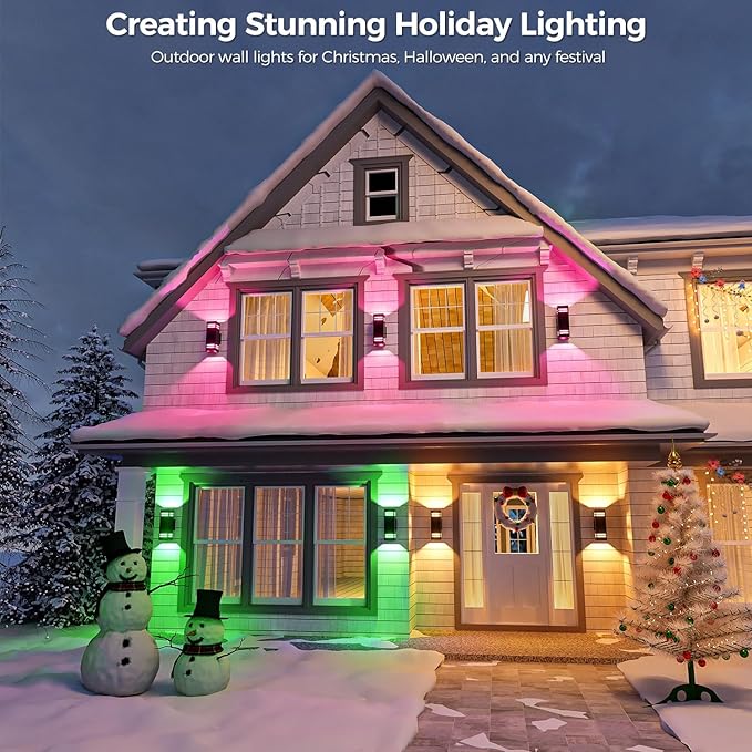 KIZON Modern Smart Porch Lights RGBCW, Dusk to Dawn Outdoor Lights Color - Image 2