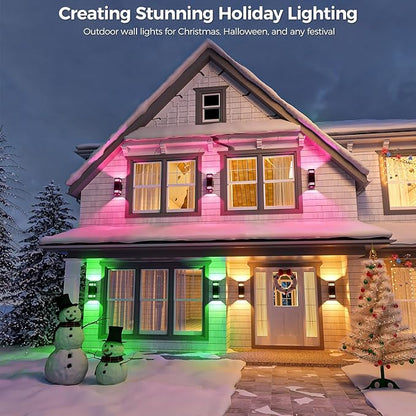 KIZON Modern Smart Porch Lights RGBCW, Dusk to Dawn Outdoor Lights Color - Image 2