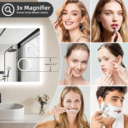 LUVODI LED Bathroom Mirror Rectangle: 32x24 inch Lighted Makeup Vanity - Image 8