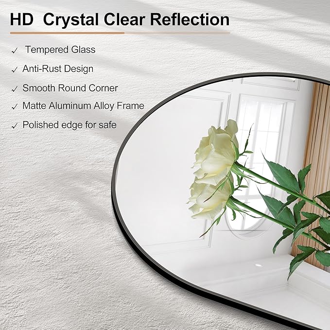 Arched Bathroom Mirror, Wall Mounted Mirror, Vanity Wall Mirror Metal Frame - Image 4