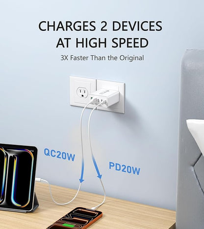2Pack USB C Fast Charger Block, 60W 5-Port USB Wall Charger Brick, 2 USB A & 3 - Image 3