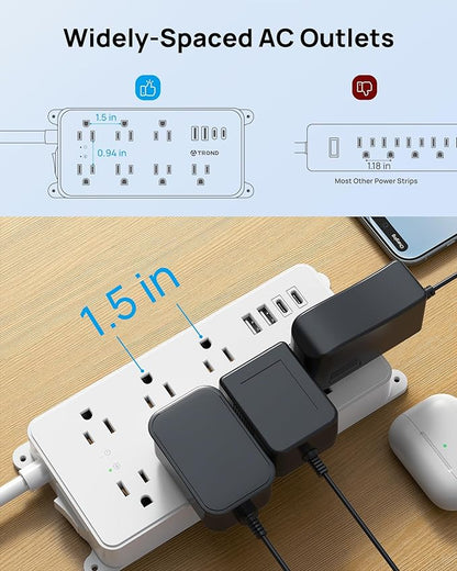 TROND Power Strip Surge Protector, 7 Widely Spaced Outlets - Image 4