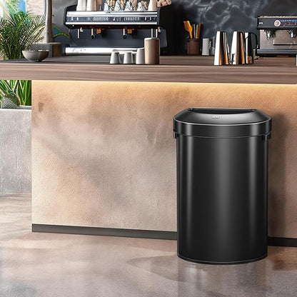 EKO Urban 21 Gallon Semi-Round Open Top Waste Bin, Stainless Steel Half Round - Image 2