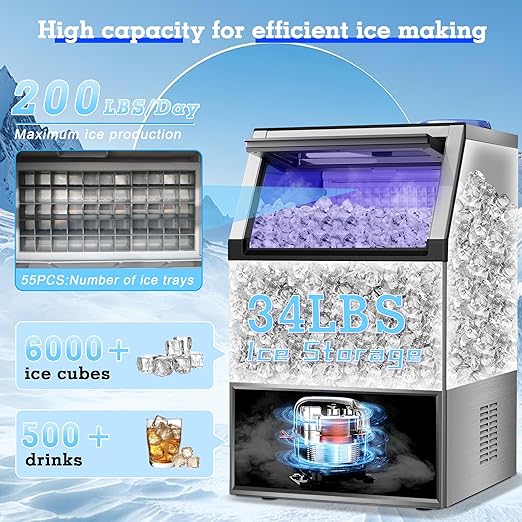 Ice Maker Commercial Ice Maker Machine 200lbs/24H - Image 2