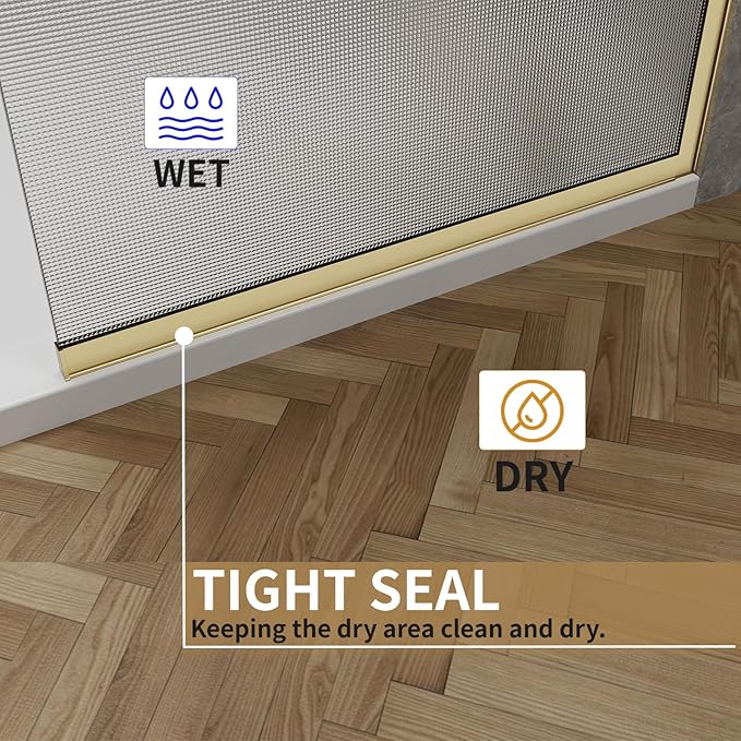 36"x76" Fixed Glass Shower Door, Square Pattern Textured Privacy 5/16" Thick - Image 6
