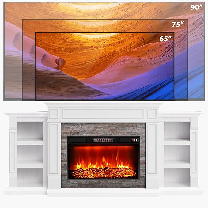 80" Electric Fireplace with Mantel, Fireplace TV Stand - Image 8