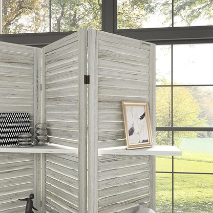 HOMCOM Room Divider, 5 Panel 67" Tall Wood Privacy Screen - Image 9