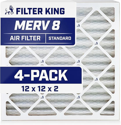 Filter King 12x12x2 Air Filter | 4-PACK | MERV 8 HVAC Pleated A/C Furnace by FilterKing