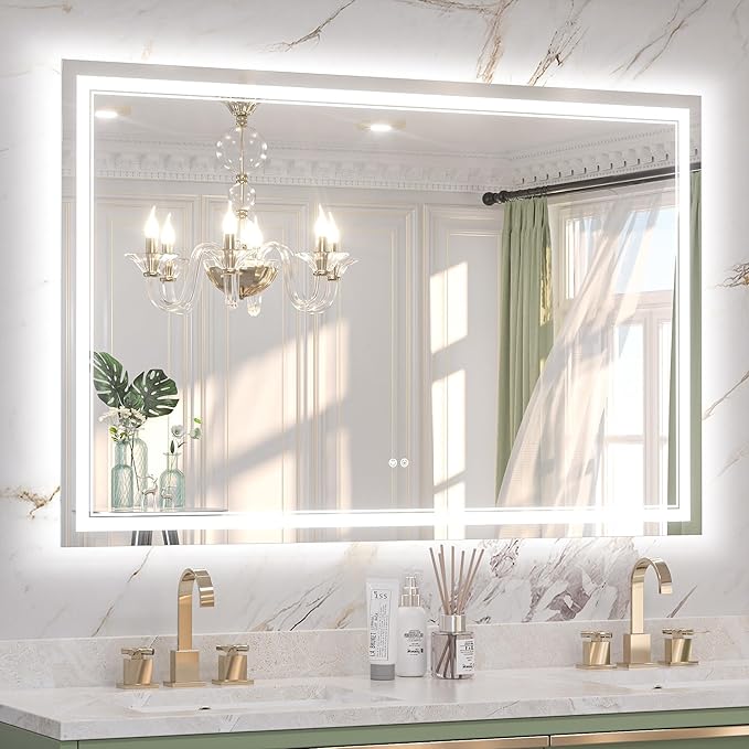 Keonjinn 55" x 36" LED Mirror, Frontlit & Backlit Bathroom Mirror, Tempered by Keonjinn