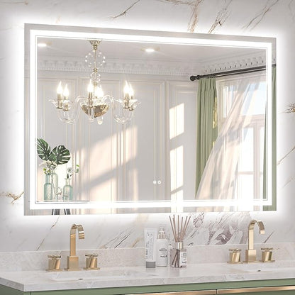 Keonjinn 55" x 36" LED Mirror, Frontlit & Backlit Bathroom Mirror, Tempered by Keonjinn