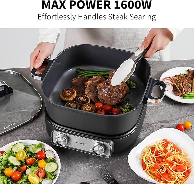 Electric Skillet 6-Quart Hot Pot Nonstick - Image 4