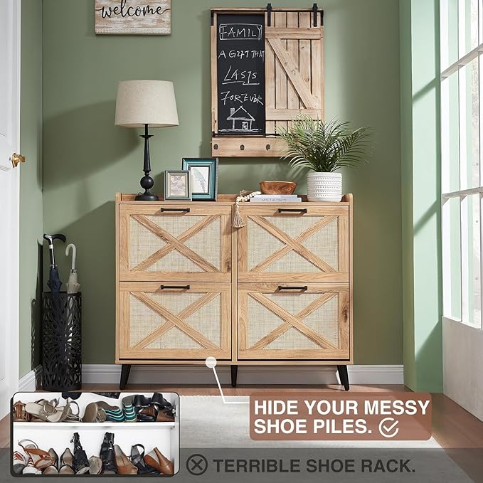 Shoe Storage Cabinet, Boho Shoe Organizer - Image 3